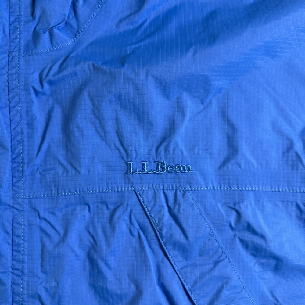 LL Bean Men's XL Blue Lightweight Hooded Rain Jacket Coat (read) - Picture 3 of 11